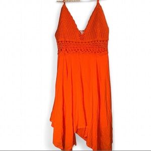 Love Tree Orange Crochet Spaghetti Strap Dress - Size L 🧡🍊
